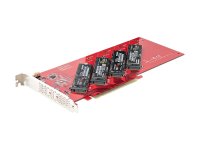 STARTECH.COM Quad M.2 PCIe Adapterkarte PCI Express 4.0 x16 auf Vierfach NVMe oder AHCI M-Key M.2 SSDs 7,8GBit/s je SSD Bifurkation