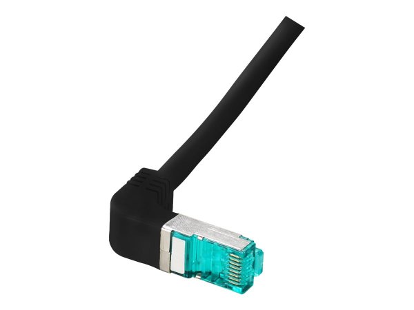 EFB RJ45 Patchkabel S/FTP Cat.6A LSZH einseitig 90 Grad gewinkelt 3m schwarz