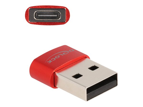 DELOCK USB 2.0 Adapter USB Typ-A Stecker zu USB Type-C Buchse rot