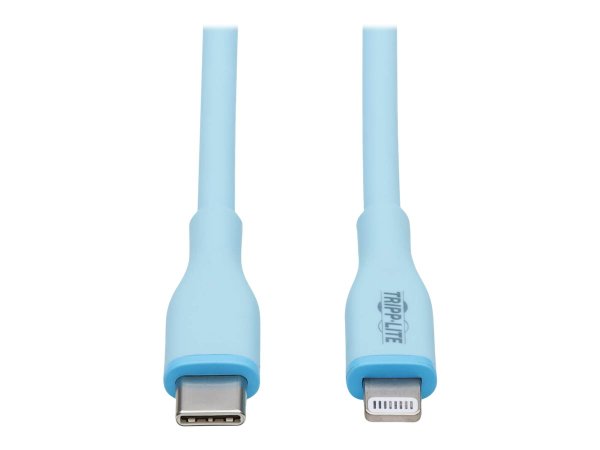 EATON TRIPPLITE Safe-IT USB-C to Lightning Sync/Charge Antibacterial Cable Light Blue 6ft. 1,83m