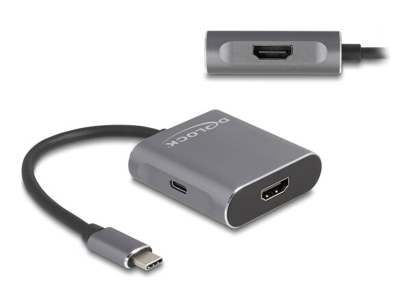 DELOCK USB Type-C Splitter DP Alt Mode zu 2 x HDMI MST mit USB Type-C PD