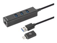 MANHATTAN 3-Port USB 3.0 Typ-C / Typ-A Kombo-Hub mit...