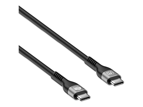 MANHATTAN USB 2.0 Typ C EPR Ladekabel 240 W / PD 3.1 480 Mbit/s 2m Power Delivery 3.1 abwärtskompatibel zu 140/100/65 W schwarz