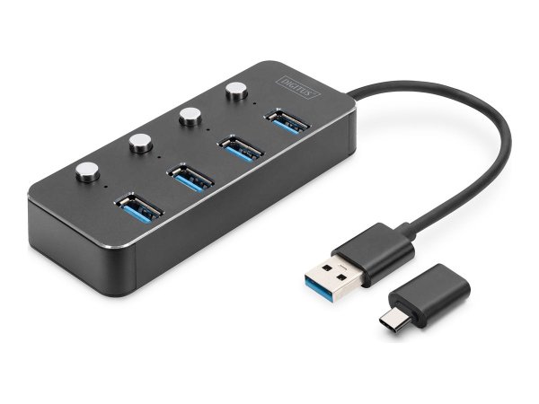 DIGITUS USB 3.0 Hub 4-port switch Aluminium housing