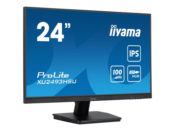 IIYAMA XU2493HSU-B6 60,96cm 24Zoll ETE IPS-panel 1920x1080 100Hz 1ms MPRT FreeSync 250cd/m Speakers HDMI DisplayPort USB-HUB