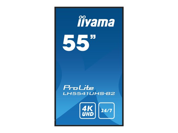 IIYAMA LH5541UHS-B2 139,7cm 55Zoll 3840x2160 4K UHD IPS panel 1precent Haze Landscape and Portrait mode Speakers 2x 10W VGA 3x HDMI