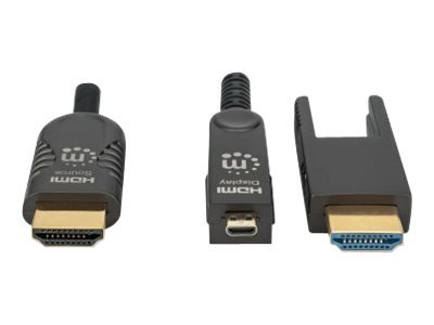 MANHATTAN Aktives optisches HDMI-Glasfaserkabel 4K60Hz UHD HDMI-Stecker auf Micro-HDMI-Stecker und abnehmbarer HDMI-Stecker 20 m