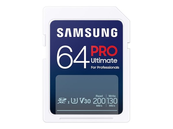 SAMSUNG SD PRO Ultimate 64GB SD-Speicherkarte UHS-I U3 Full HD & 4K UHD 200 MB/s Lesen 130 MB/s Schreiben