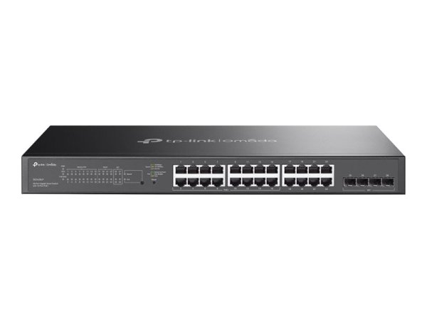 TP-LINK SG2428LP Omada 28-Port Gigabit Smart Switch 24x Gigabit (16×PoE+ 8× Non-PoE) 4× Gigabit SFP 150W PoE Power fanless steelcase