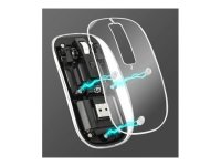 MANHATTAN Transparente Wiederaufladbare Kabellose Maus LED-Beleuchtung USB-A-Mikroempfänger Links-/Rechtshänder durchsichtig/schwarz