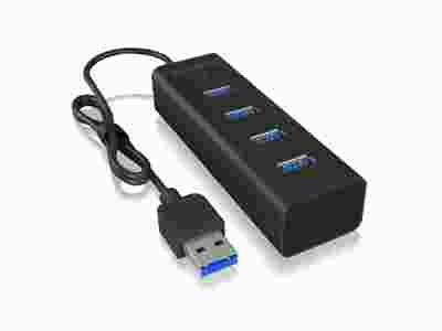 ICY BOX IB-Hub1409-U3 4 Port USB 3.0 Hub unterstuetzt Datenuebertragung bis zu 5 Gbit/s und Plug and Play