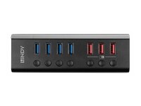 LINDY 4 Port USB 3.0 Hub mit 3 Schnelladeports